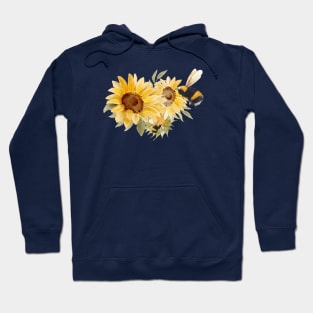 Elegant Honeybee Sunflowers Vintage Letter Hoodie